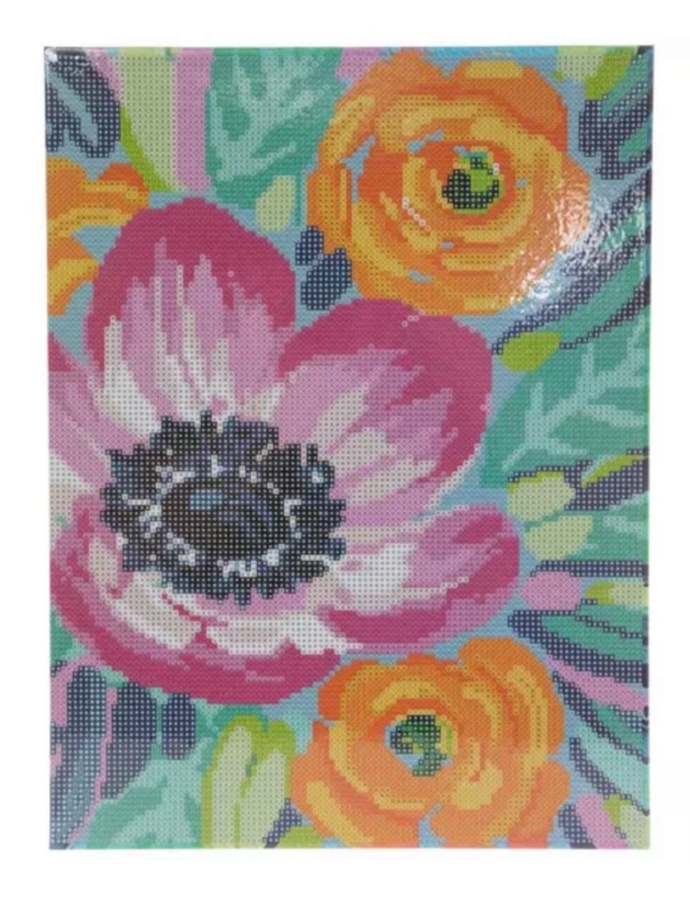 Hobby Lobby Floral Canvas Art in Pink, Orange, Teal, Yellow, Black